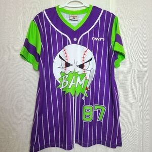 MNM Men's XL Baseball Uniform Shirt Green Purple Neon Active Sport